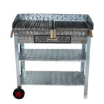 MTH-207 Geniş Aile Boy Çekmeceli Pervazlı Maltız ve Lama Izgaralı Mangal (2 Tekerlekli)